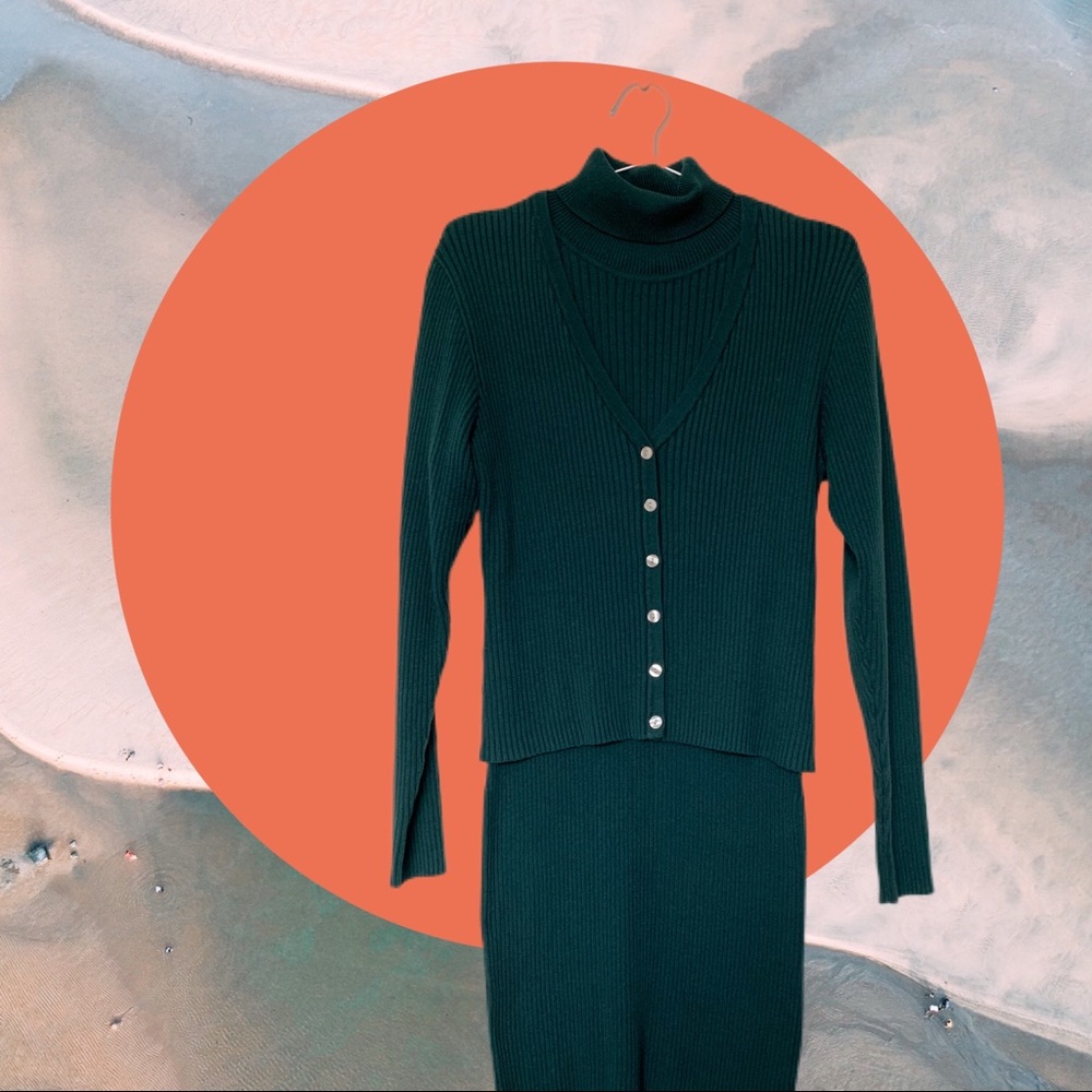 *vintage* 90’s teal sweater dress set 2 pcs